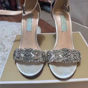 Wedding Bridal Silver Heels Betsey Johnson